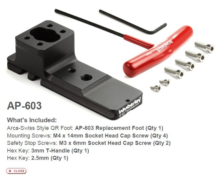 New Wimberley AP-603 Replacement Foot (blemished) from the manufacturer