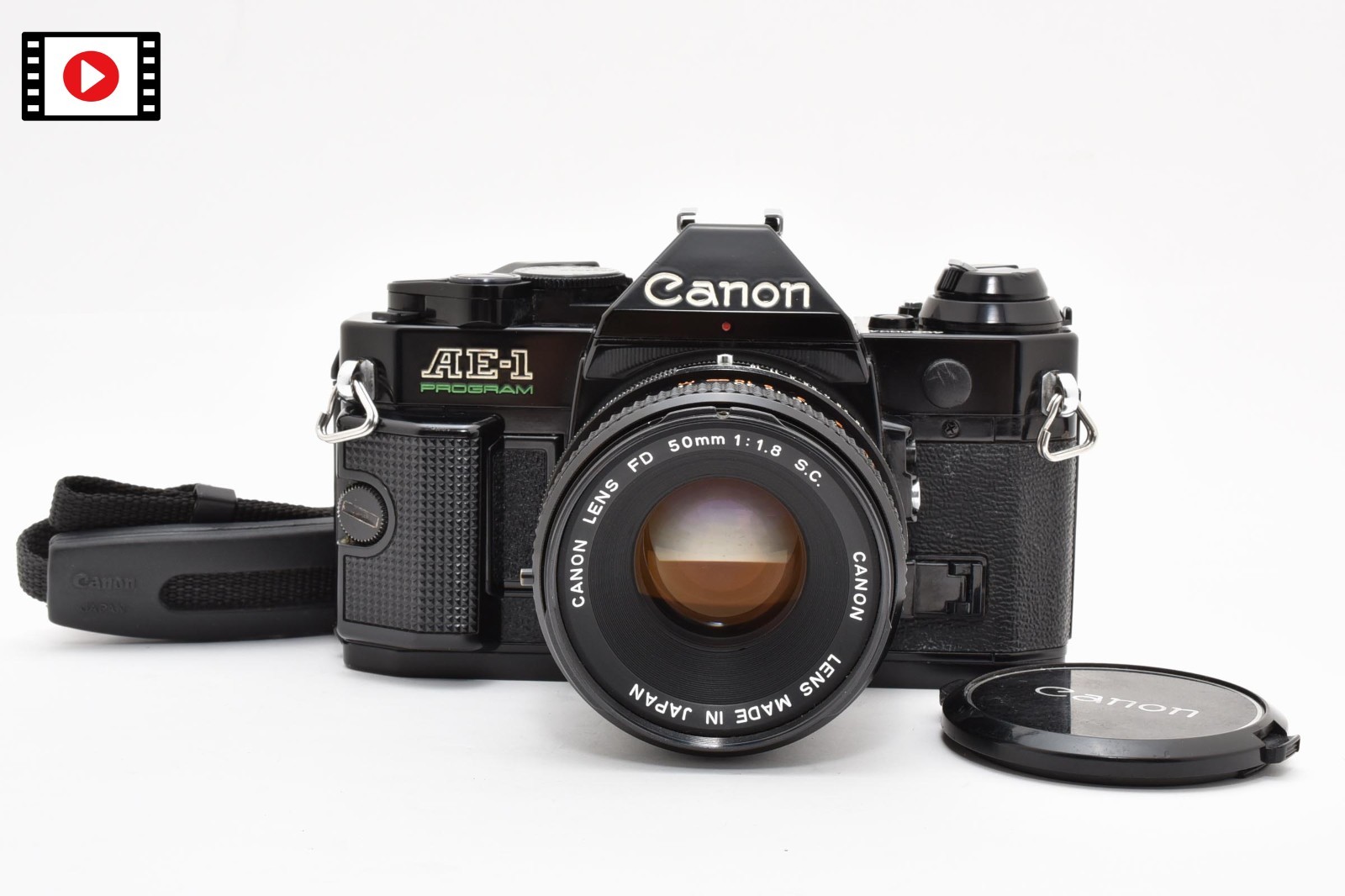 [Near MINT] Canon AE-1 Program Black 35mm Film Camera FD 50mm f1.8 sc s.c. JAPAN
