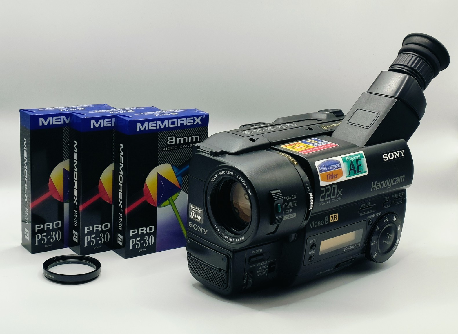 Sony CCD-TR415E PAL Video8 XR Camcorder Bundle Tested + PSU + 3x NOS Tapes Bag