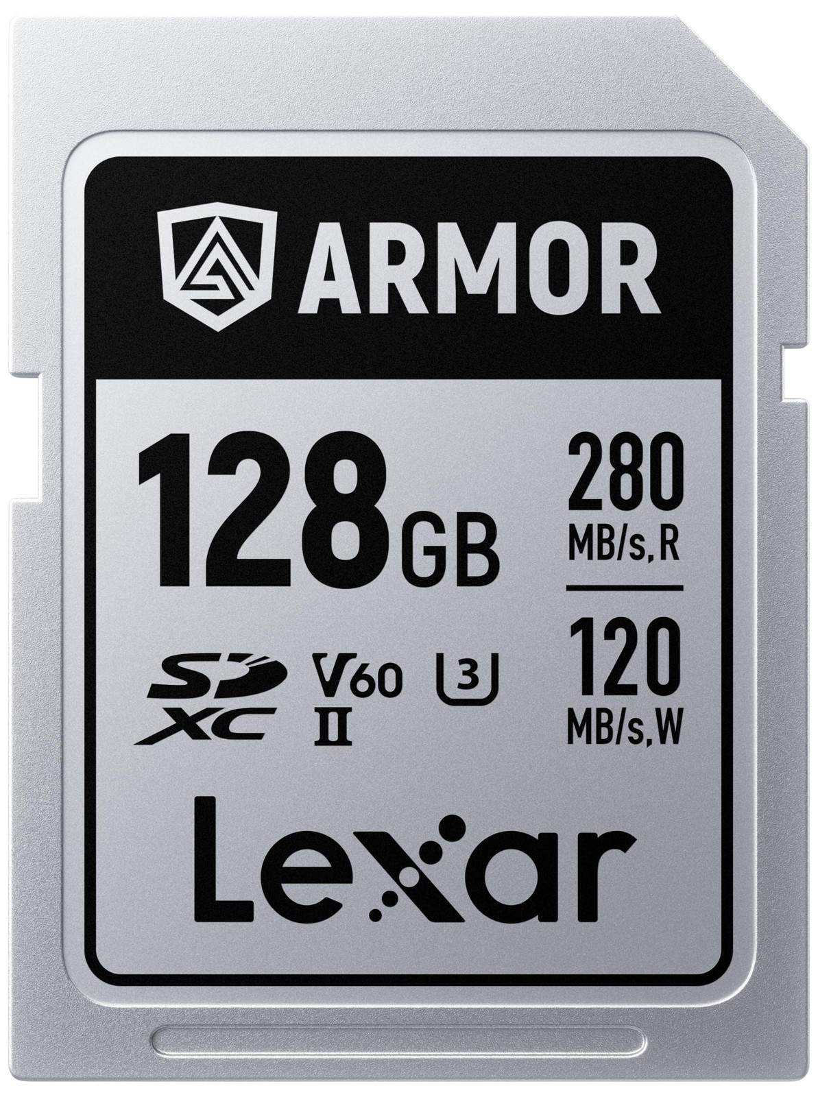 128GB Armor Silver SDXC Memory Card, UHS-II, C10, U3, V60, 6K UHD, Up to 280M…
