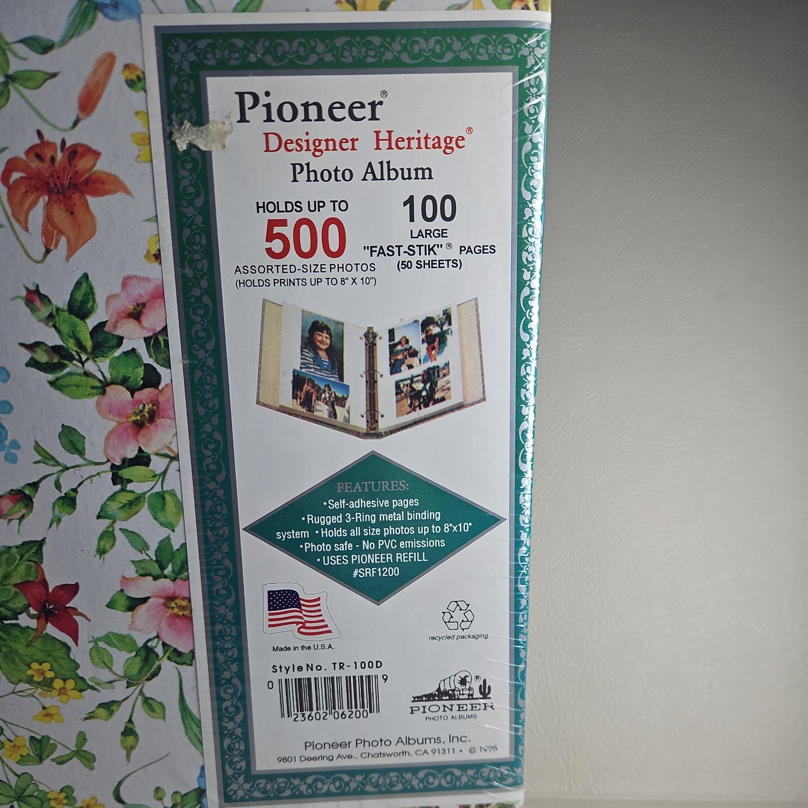Floral 3 Ring Binder Photo Album 100 Self-adhesive Sheets Pages – New Sealed