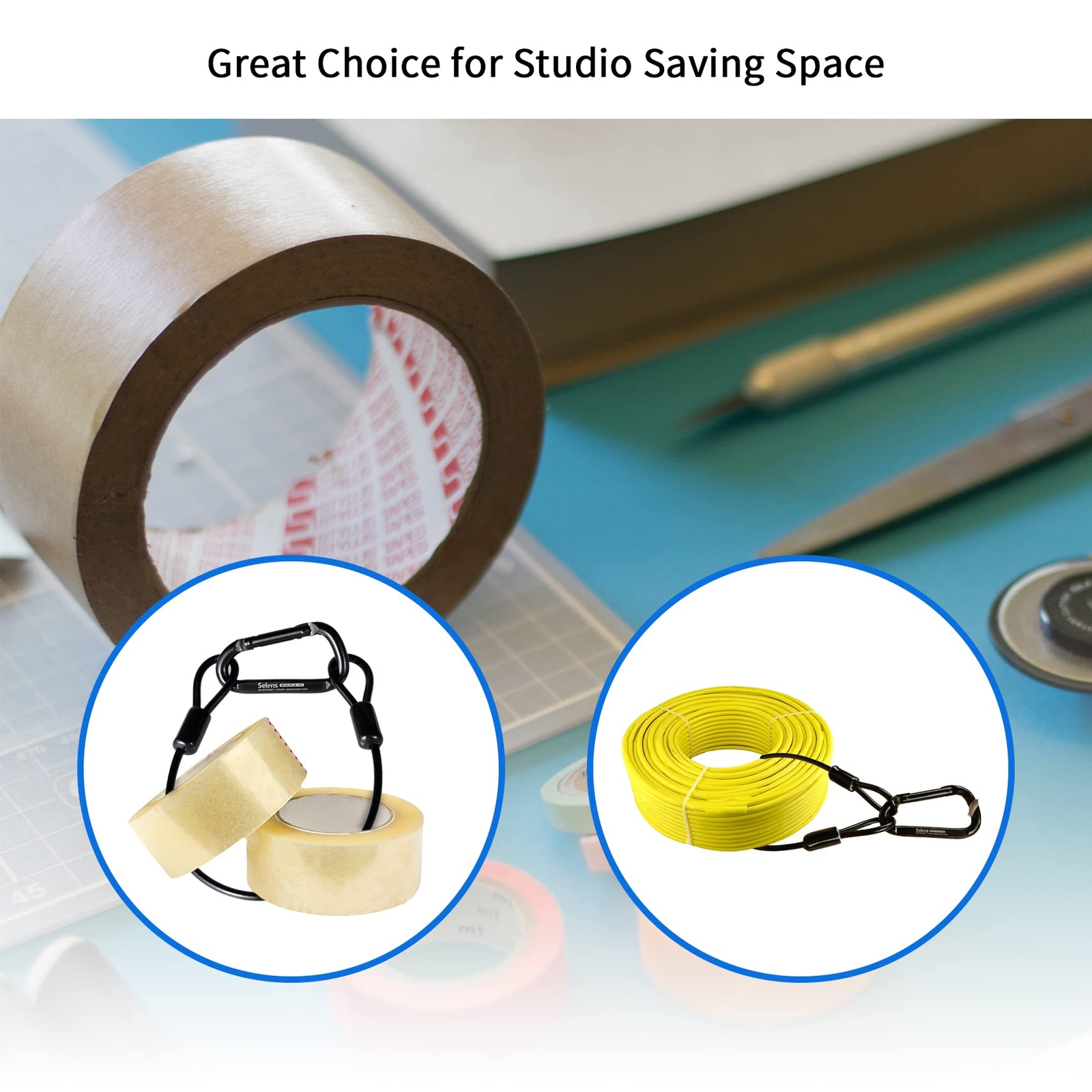 Electrical Tape Holder Quick Lock Clip Snap Hook 15″ Rope Film Photography
