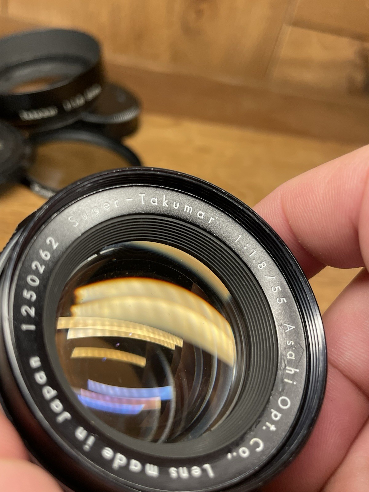 *Early Model Near Mint w/ ND Filter & Hood* Pentax Super Takumar 55mm F/1.8 Lens