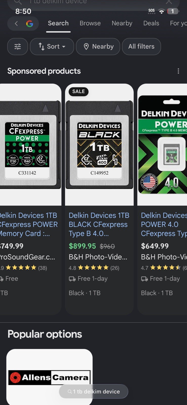 Delkin Devices 1TB CFexpress Type B 4.0 Memory Card for Digital Cameras