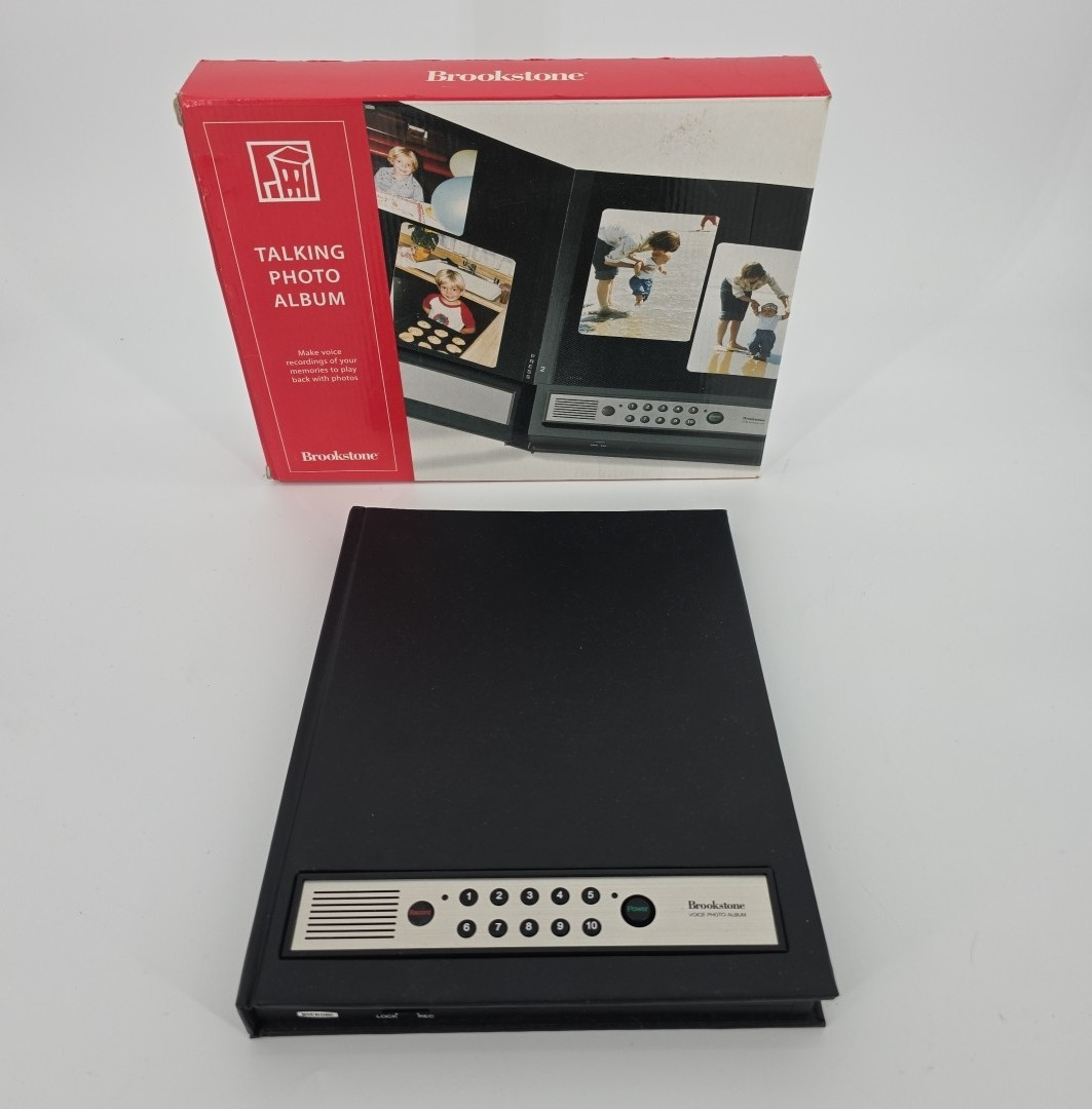Brookstone Talking Photo Album Voice Recording Memory Book 10 Button Playback