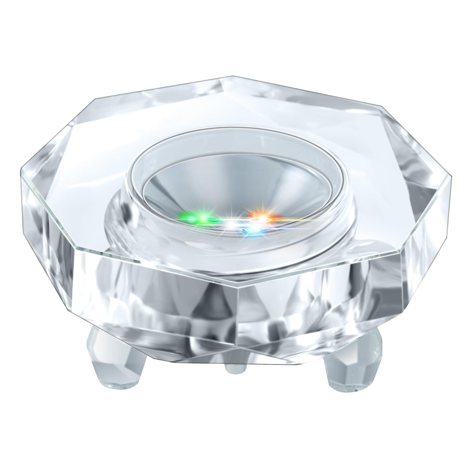 Multicolor LED Light Base for 3D Glass Art – Octagon Display Stand, AC Power