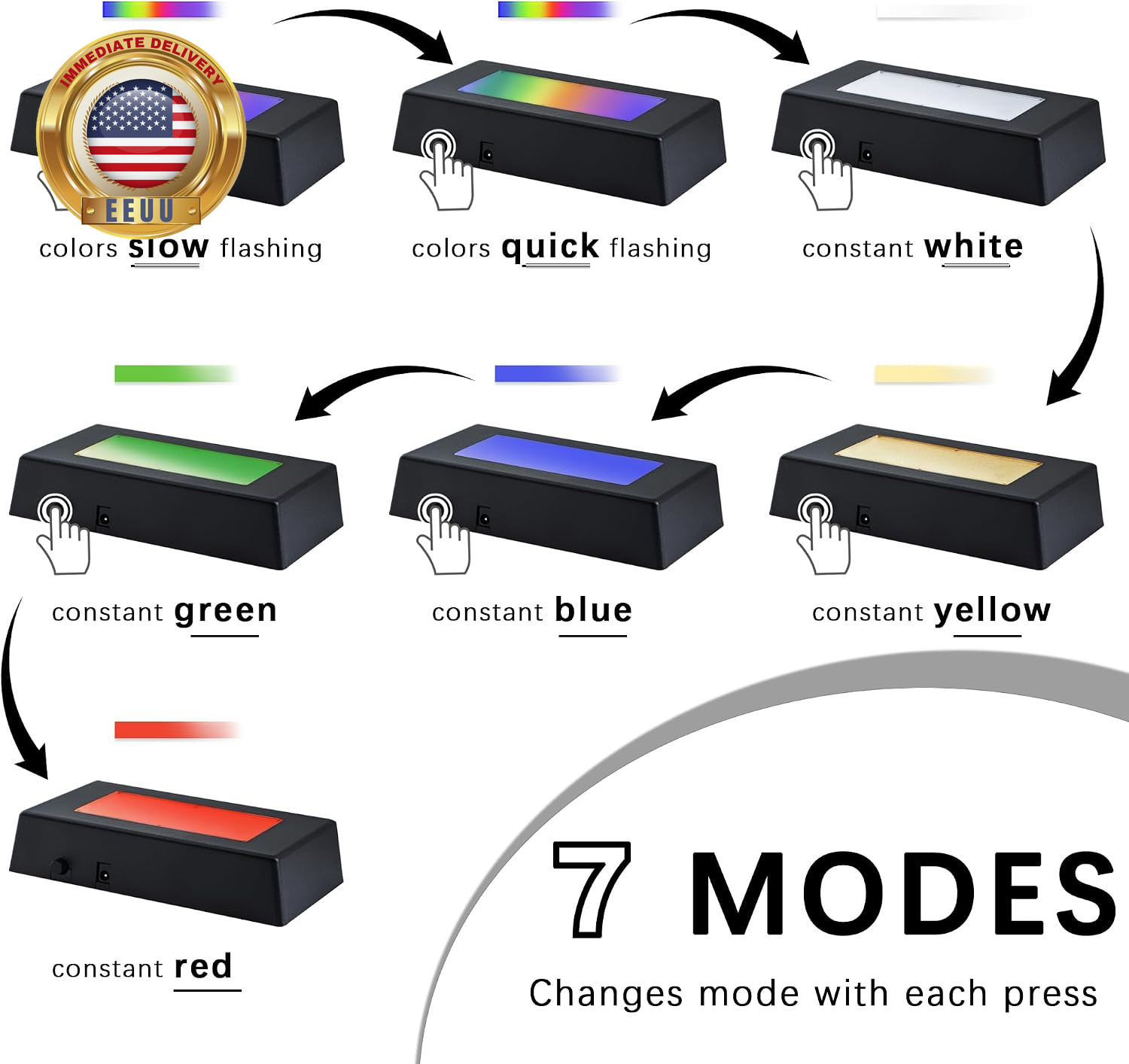 Multicolor LED Light Base Rectangle Color Changing Stand for 3D Crystal Glass Ar