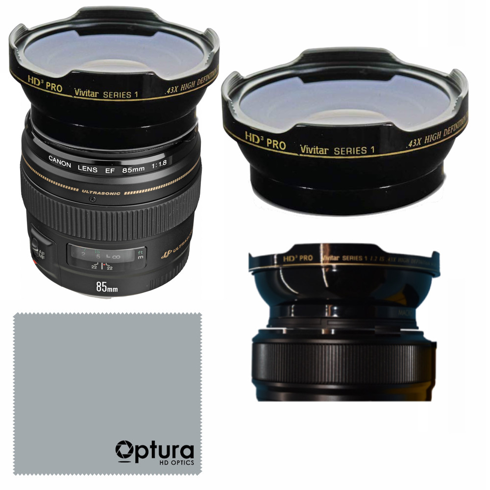 HD3 WIDE ANGLE LENS + MACRO LENS FOR Canon EF 85mm f/1.8 USM Lens