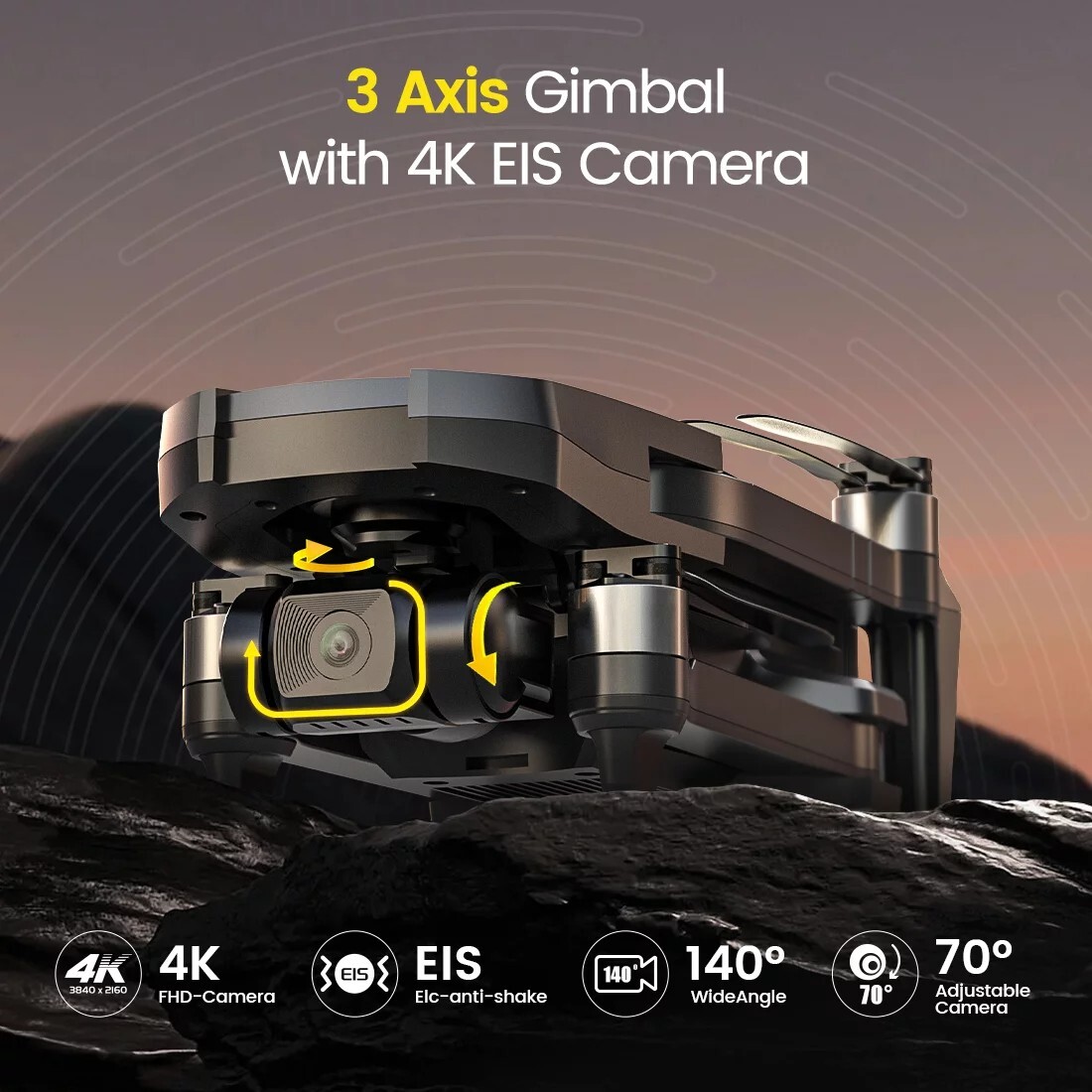 Holy Stone HS720R 3 Axis Gimbal GPS Drones with Camera for Adults 4K EIS; FPV RC
