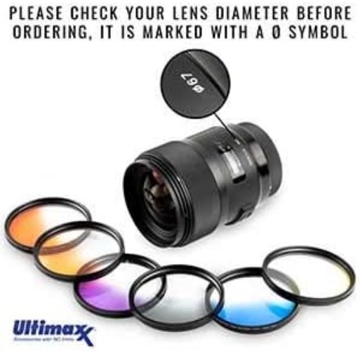 52MM Complete Lens Filter Accessory Kit: 6 Gradual Color Filters + UV CPL FLD…