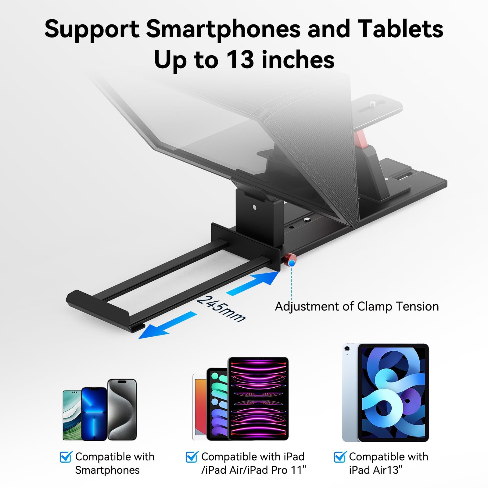 P13 Portable Teleprompter for Camera, Tablet Prompter Compatible with 12.9″ i…