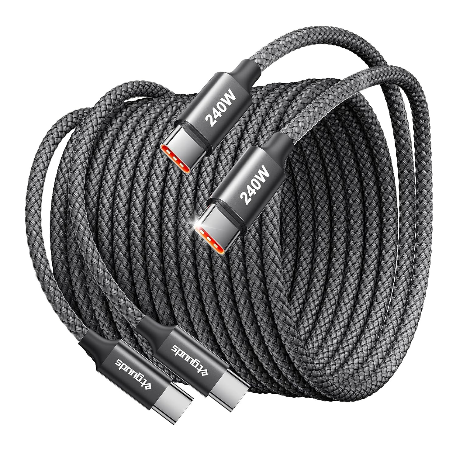 240W USB-C to USB-C Cable 10FT 2-Pack – Ultra Fast Charging Type-C Cord