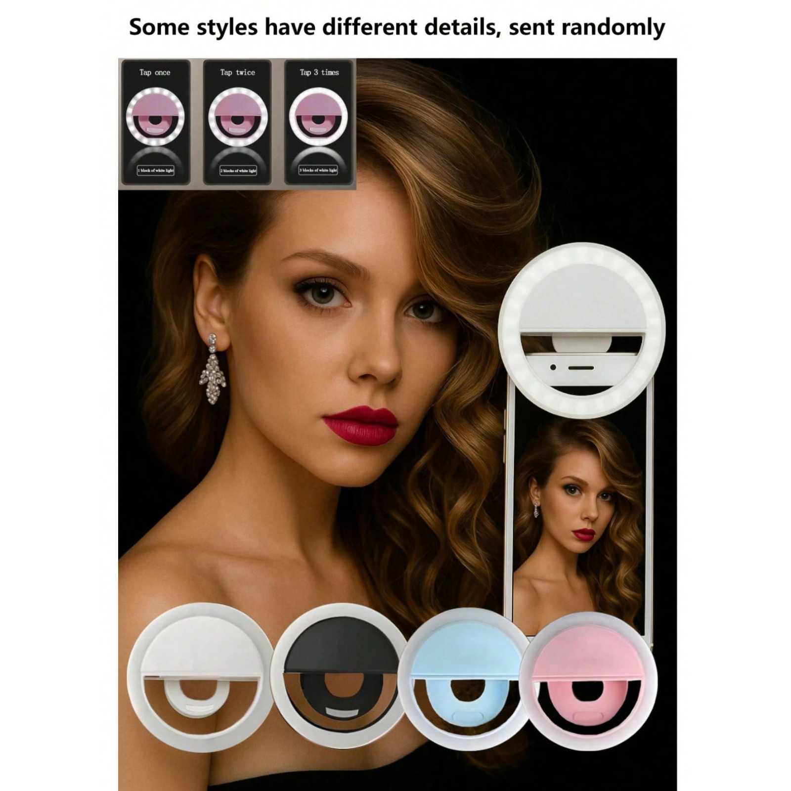 Clip On Selfie Ring Light USB Rechargeable LED Phone Laptop 3 Brightness Modes