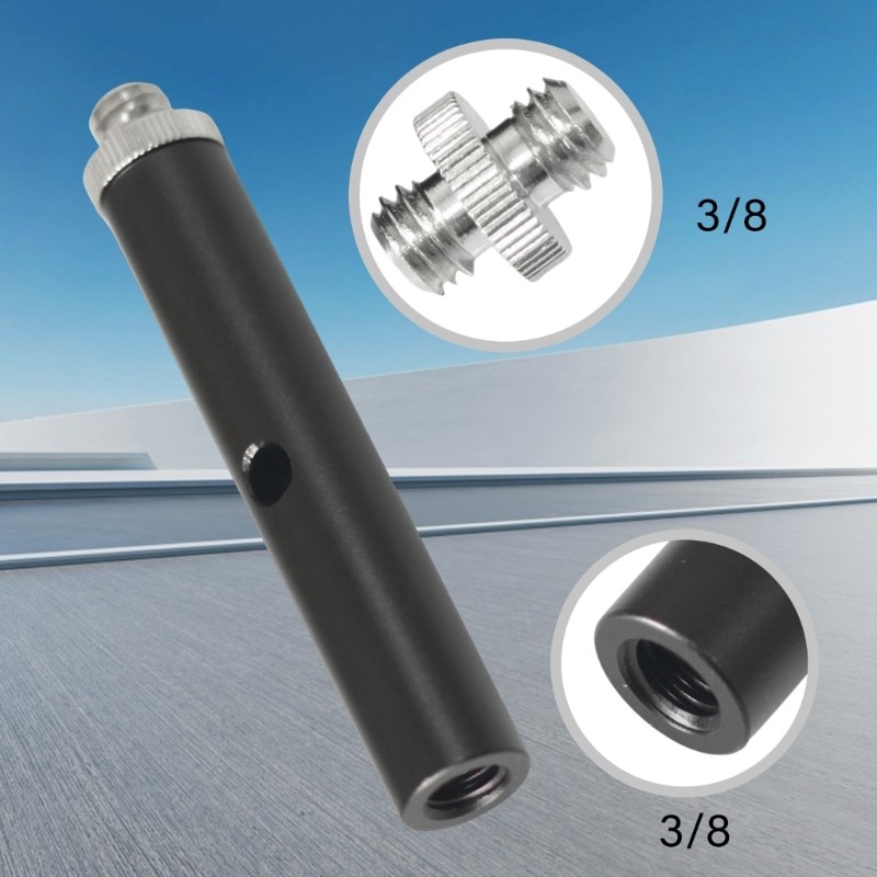 15mm Diameter 3/8 Female to Male Tripod Adapter Rod Feature Central Fixing Hole