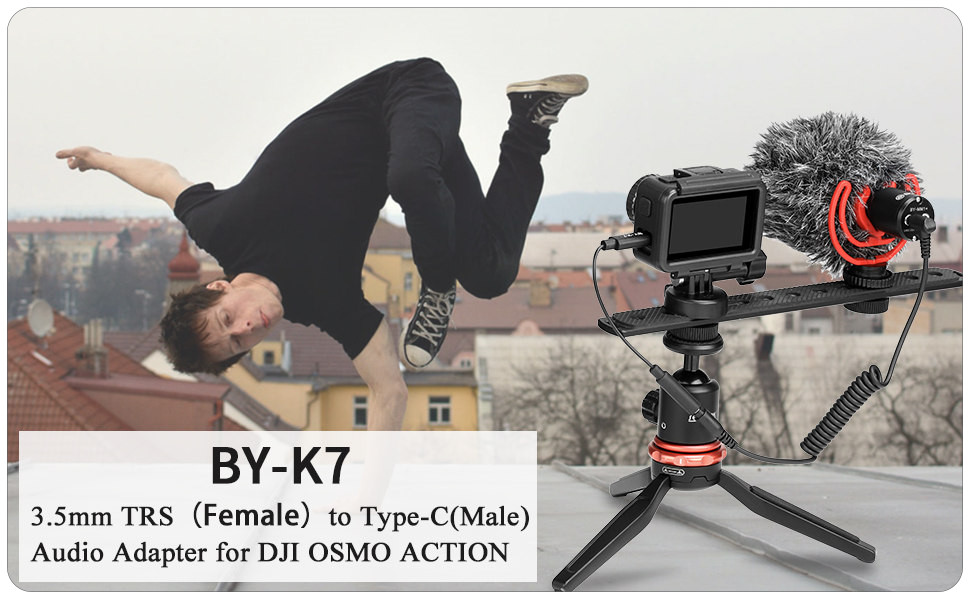 Boya BY-K7 3.5mm (Female) to USB Type-C (Male) Audio Adapter for DJI OSMO Action