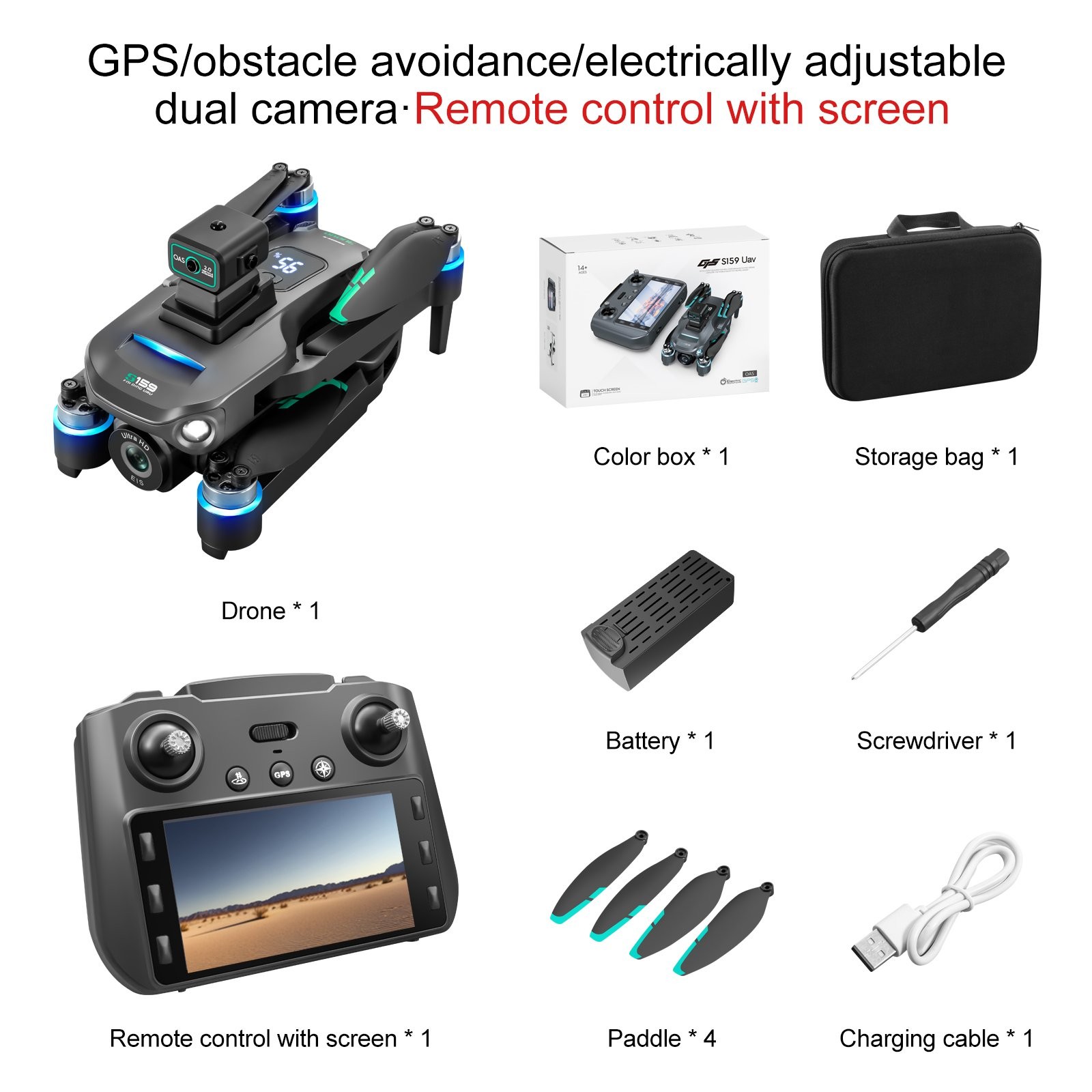 8K GPS Drone w/ Touchscreen Controller, 5G FPV, Dual Battery, Auto Return