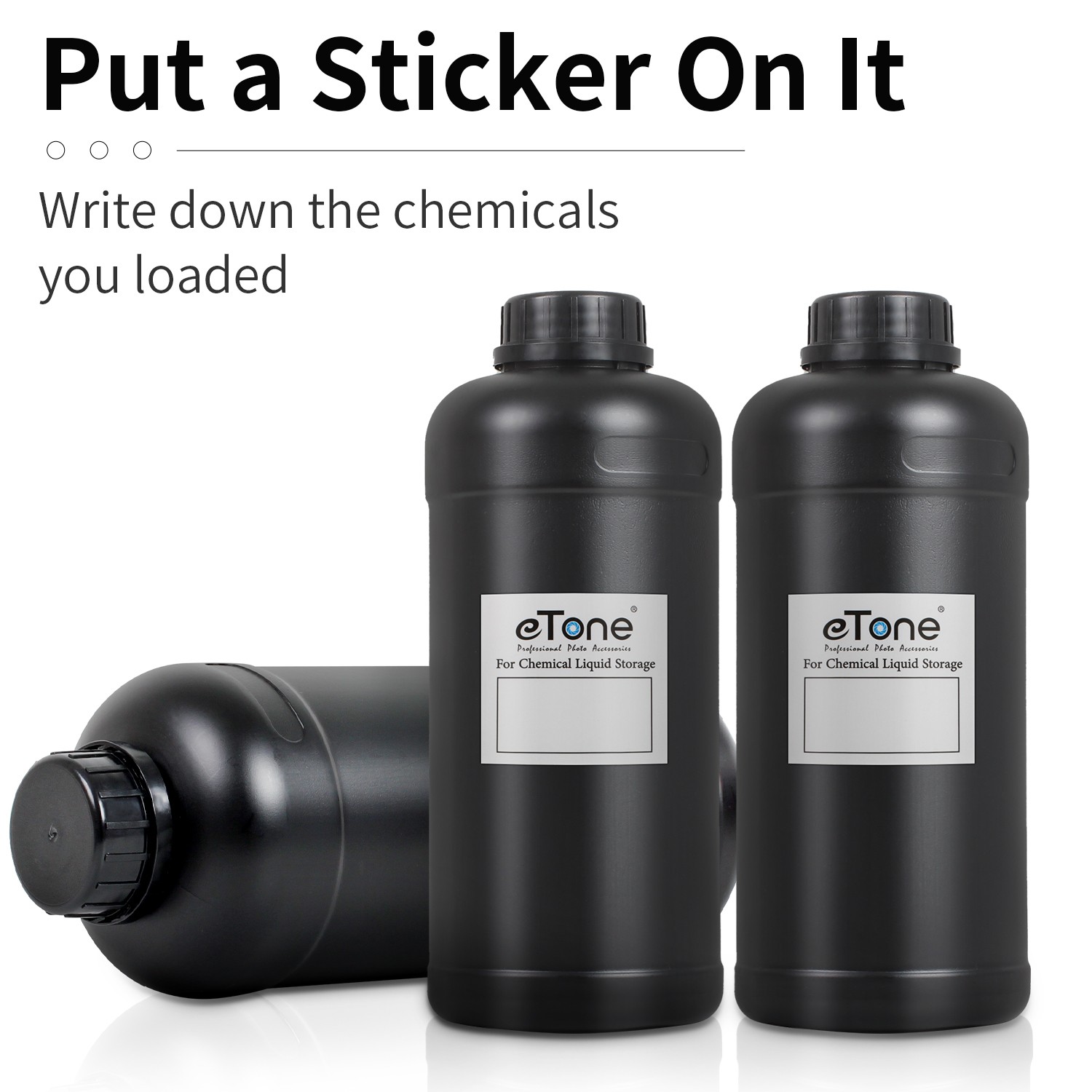 3x 1L Darkroom Chemical Storage Bottles Plastic For B/W Film Negative Developing