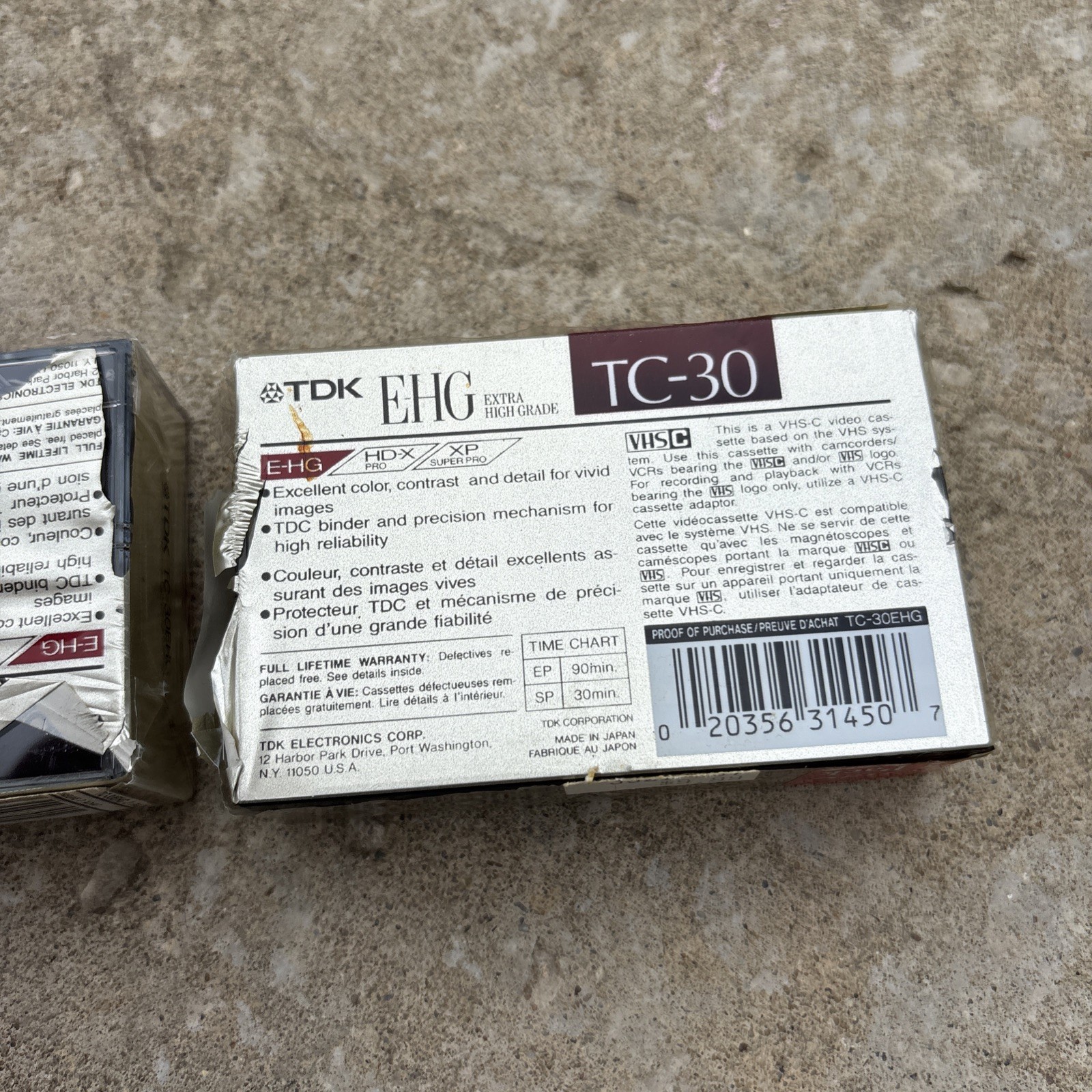 TDK EHG TC-30 Camcorder VHS C Tapes Extra High Grade Lot Of 2 Pack Nos