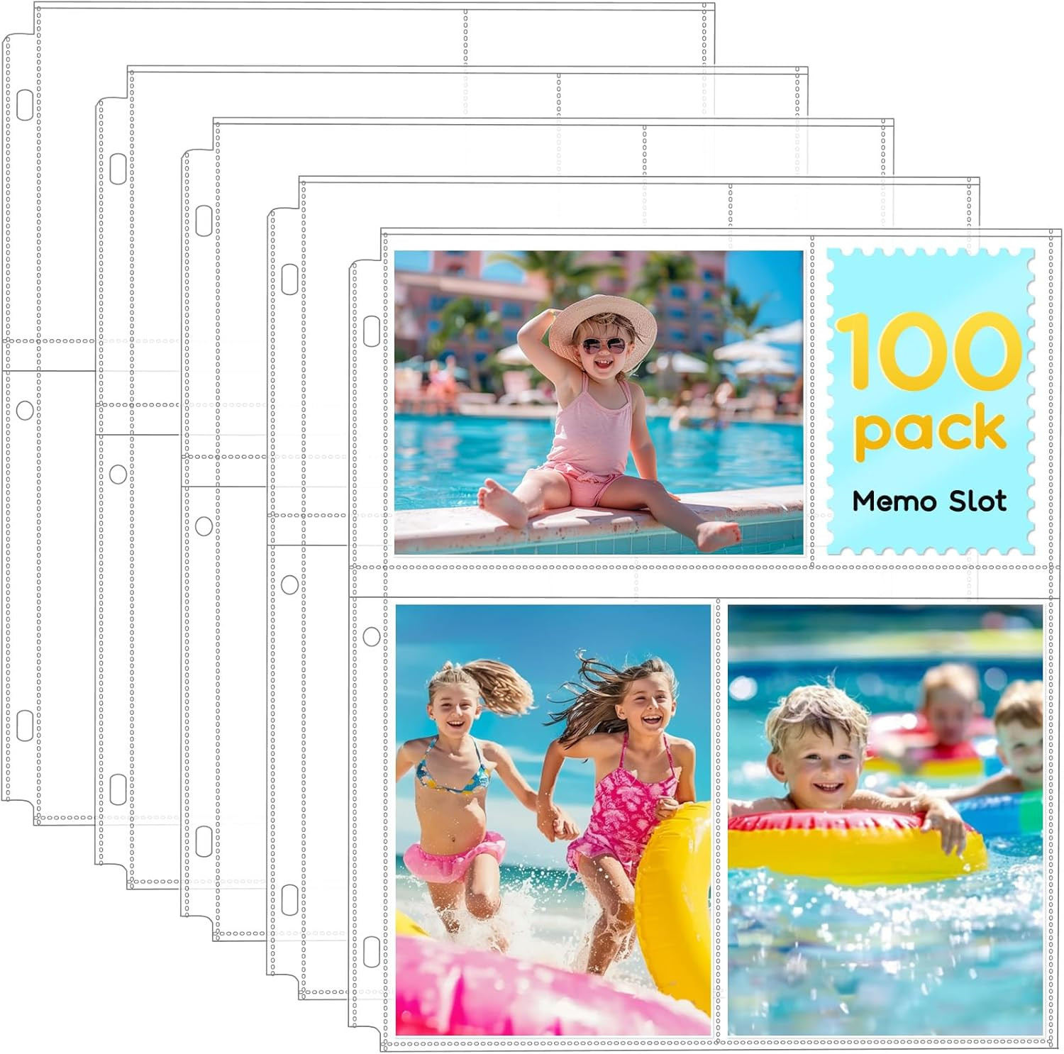 100 Pack 4X6 Photo Sleeves for 3 Ring Binder – 600 Photos, Clear Album Refill Pa