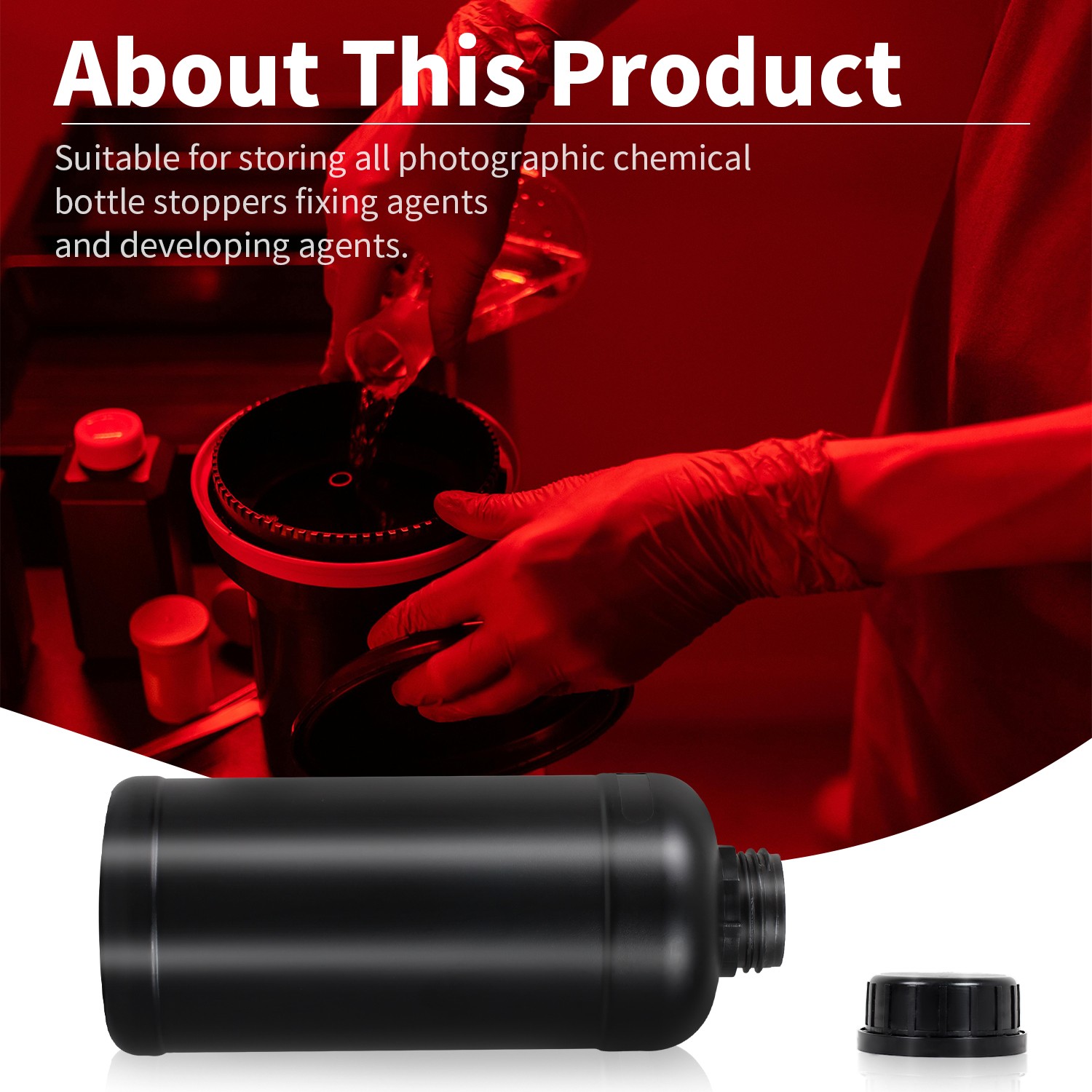 3x 1L Darkroom Chemical Storage Bottles Plastic For B/W Film Negative Developing