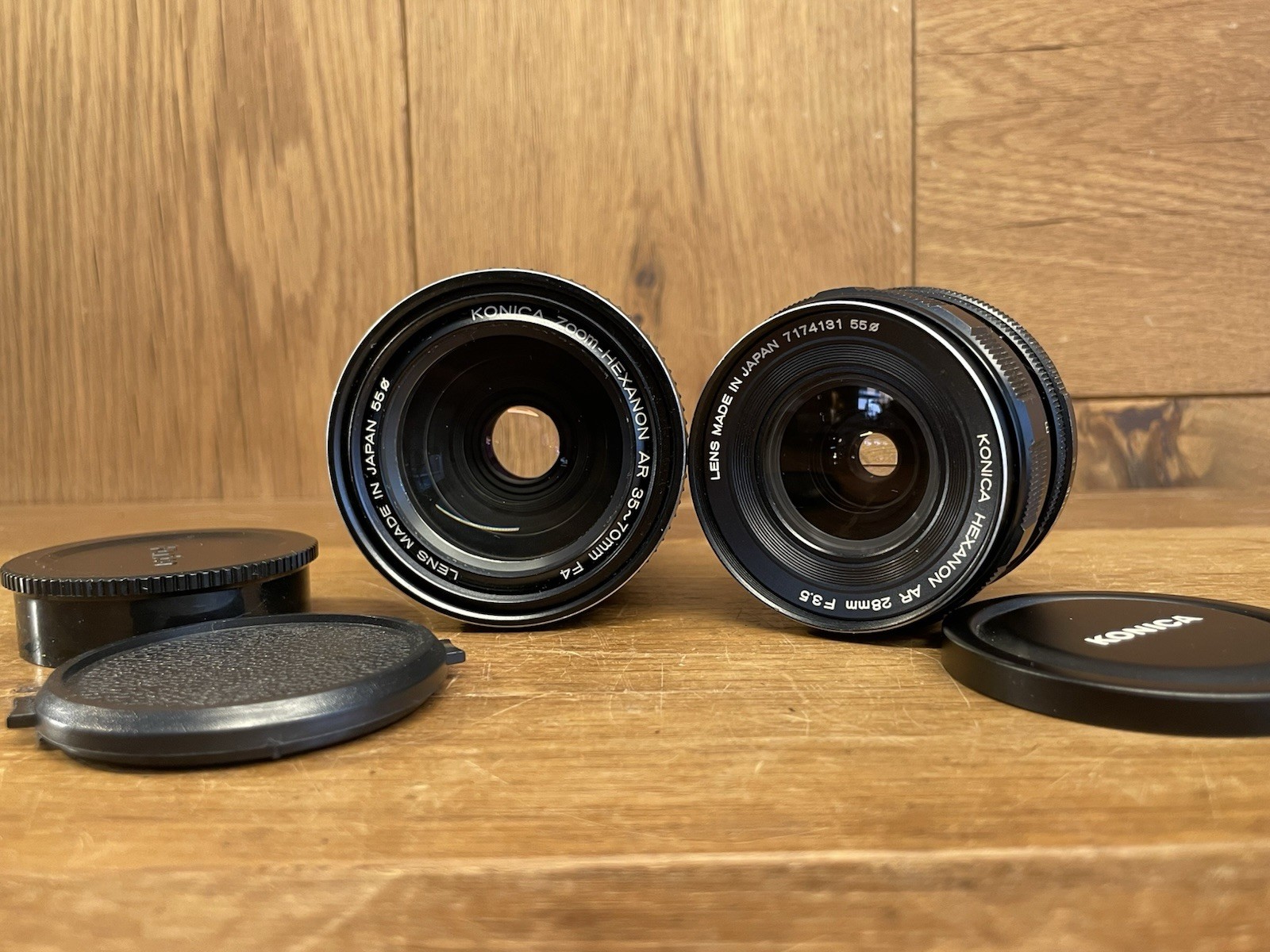 *Mint* Konica Zoom Hexanon AR 35-70mm F/4 w/ Exc+5 Hexanon AR 28mm F/3.5 Lens