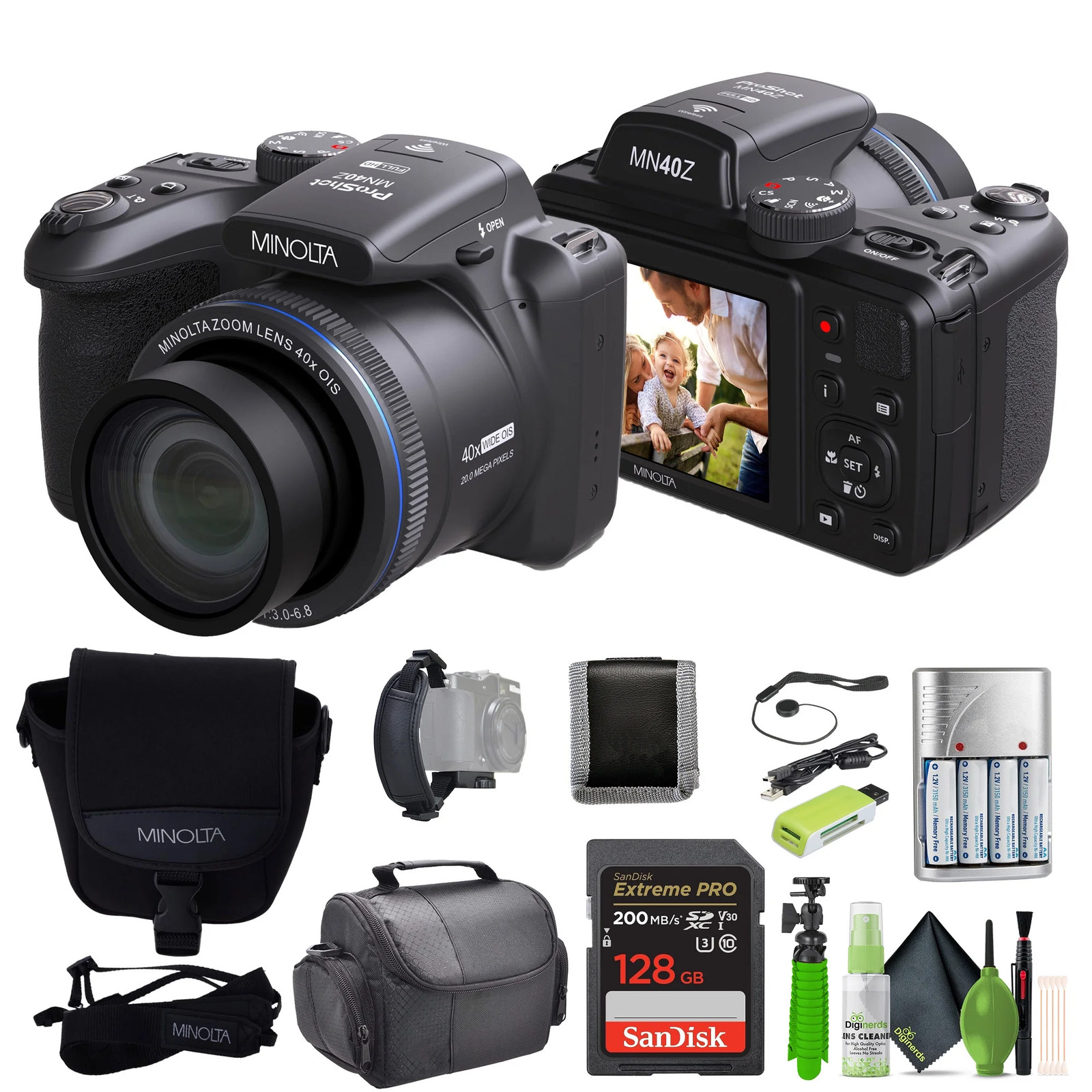 Minolta MN40Z Digital Camera, Black, 40x Optical Zoom