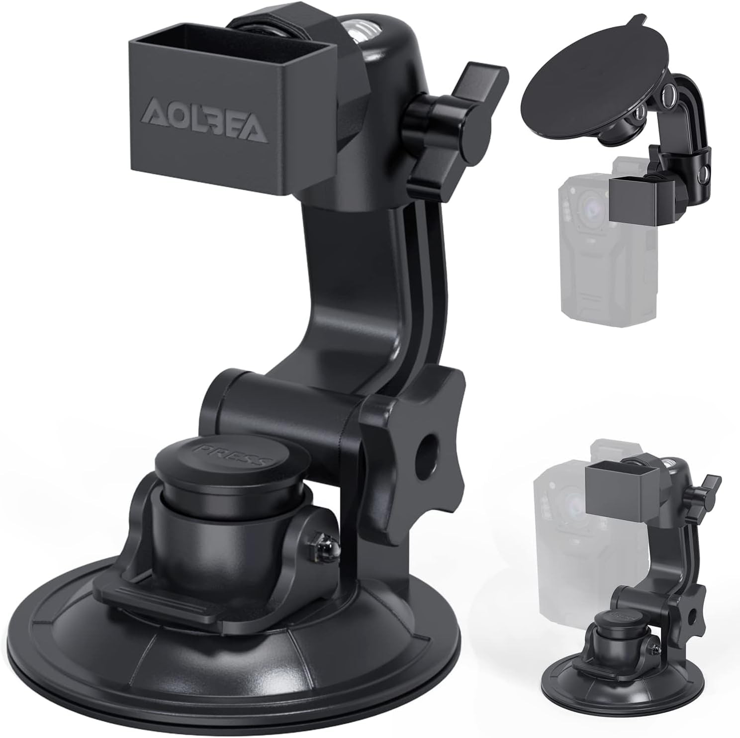 Aolbea Body Camera Suction Cup Mount for Car Windshield Dashboard Adjustable