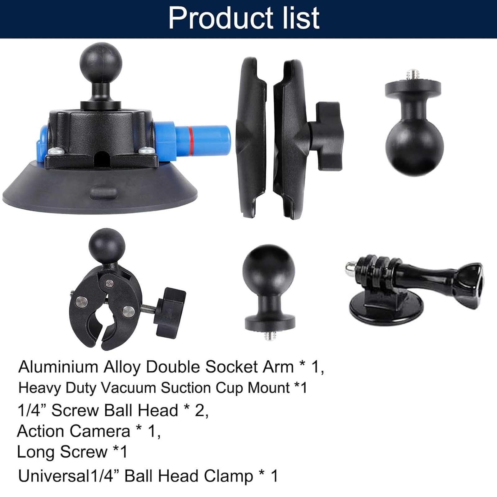 Camera Air Pump Vacuum Suction Cup Handlebar Mount Kit for Insta360 & GoPro – 36