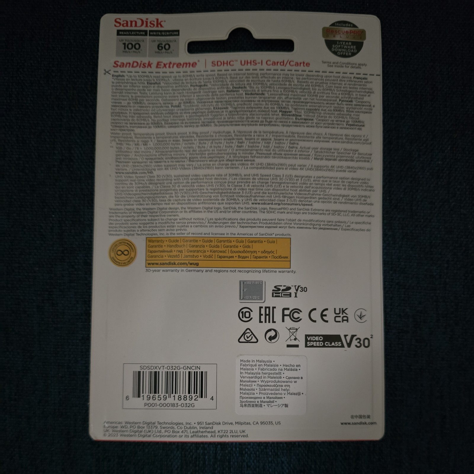 SanDisk Extreme 32GB Class 10 – SDHC Memory Card – SDSDXVT032GGNCIN