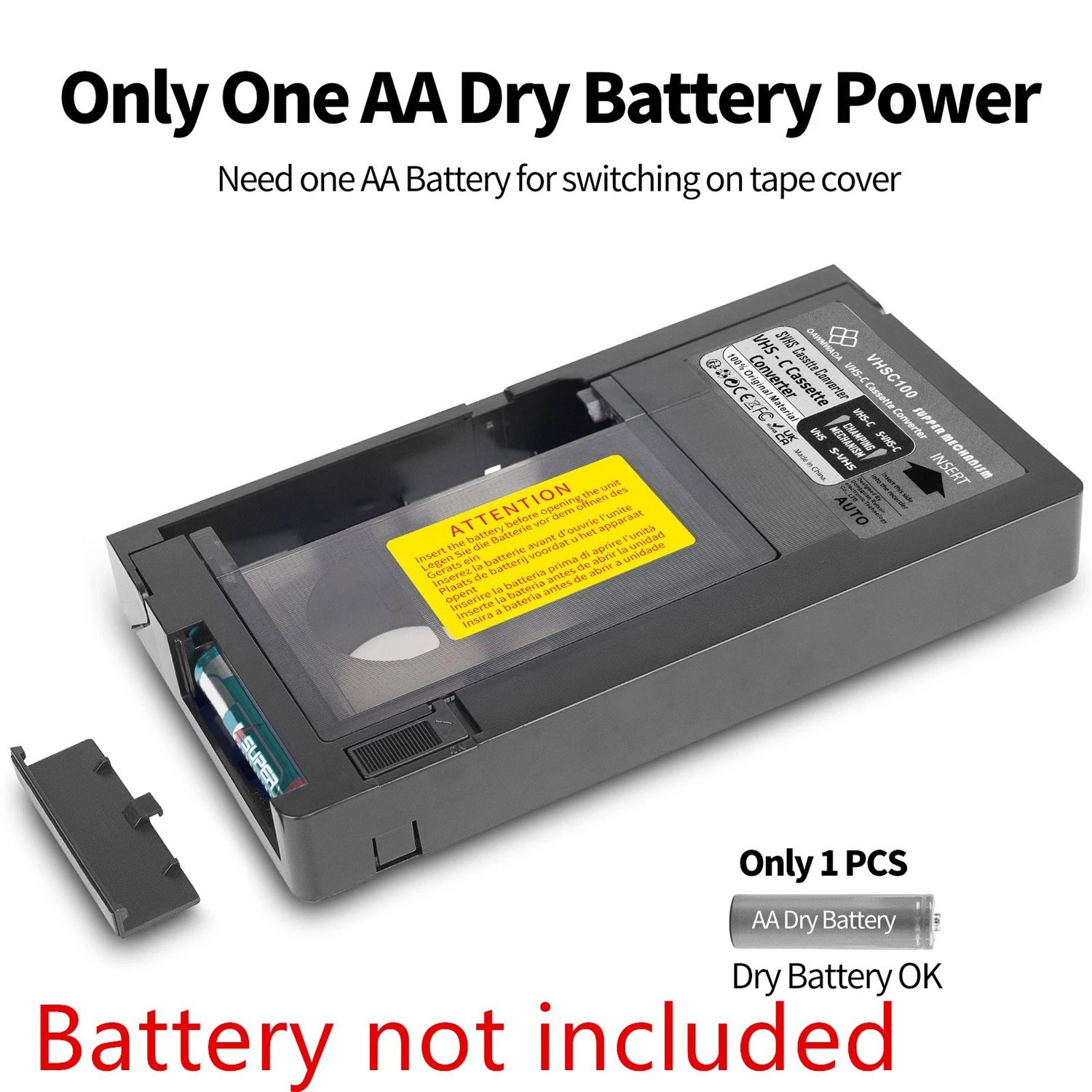 Cassette Adapter For VHS VCR VHS-C For SVHS-C Tapes Camcorders RCA Motorized US