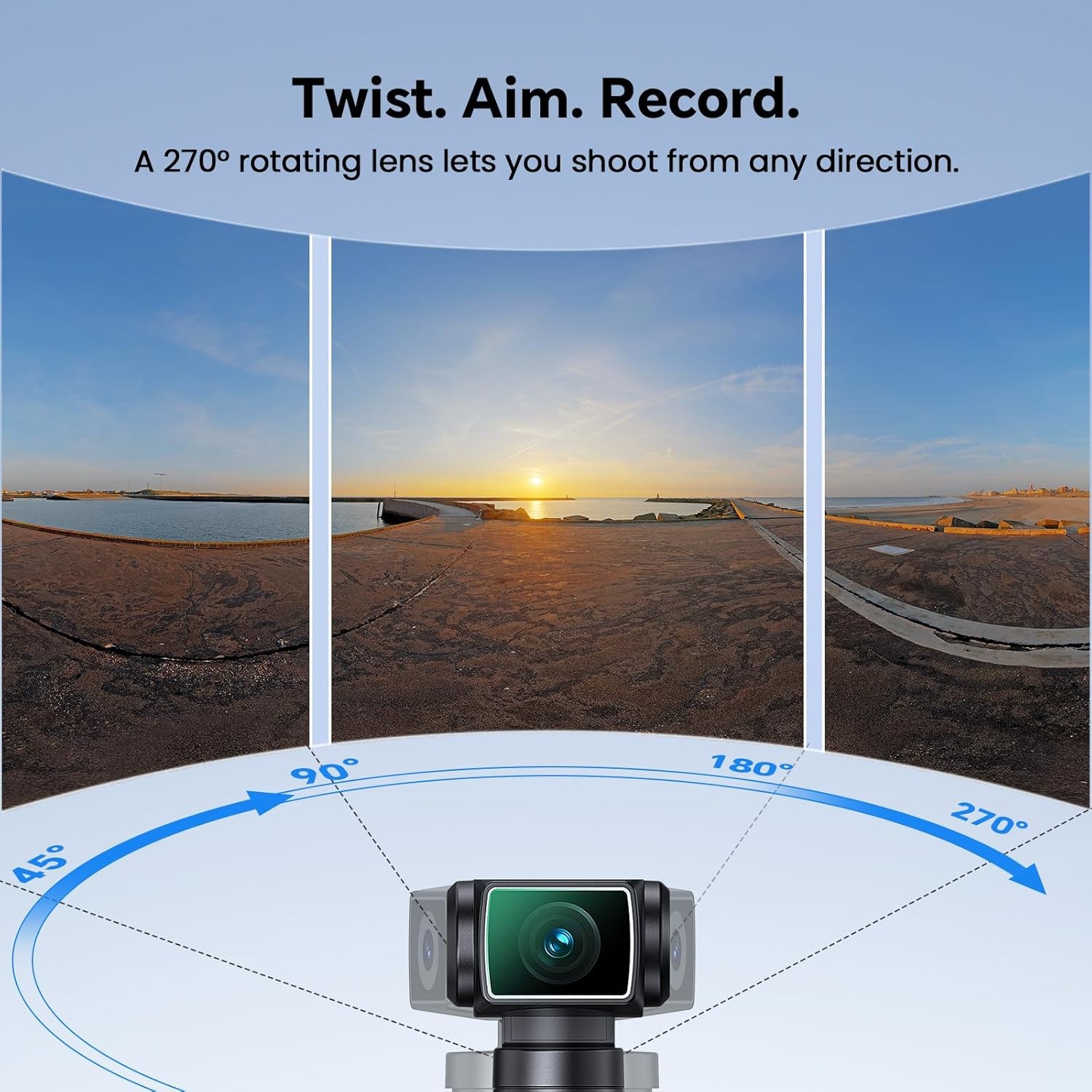 128GB Body Camera with Microphone Vlogging Camera 270° Rotating Stabilization