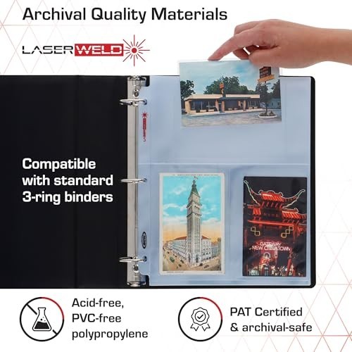 3-Pocket 4×6 Photo Sleeves for 3 Ring Binder | Archival Refill Pages | 50 Count