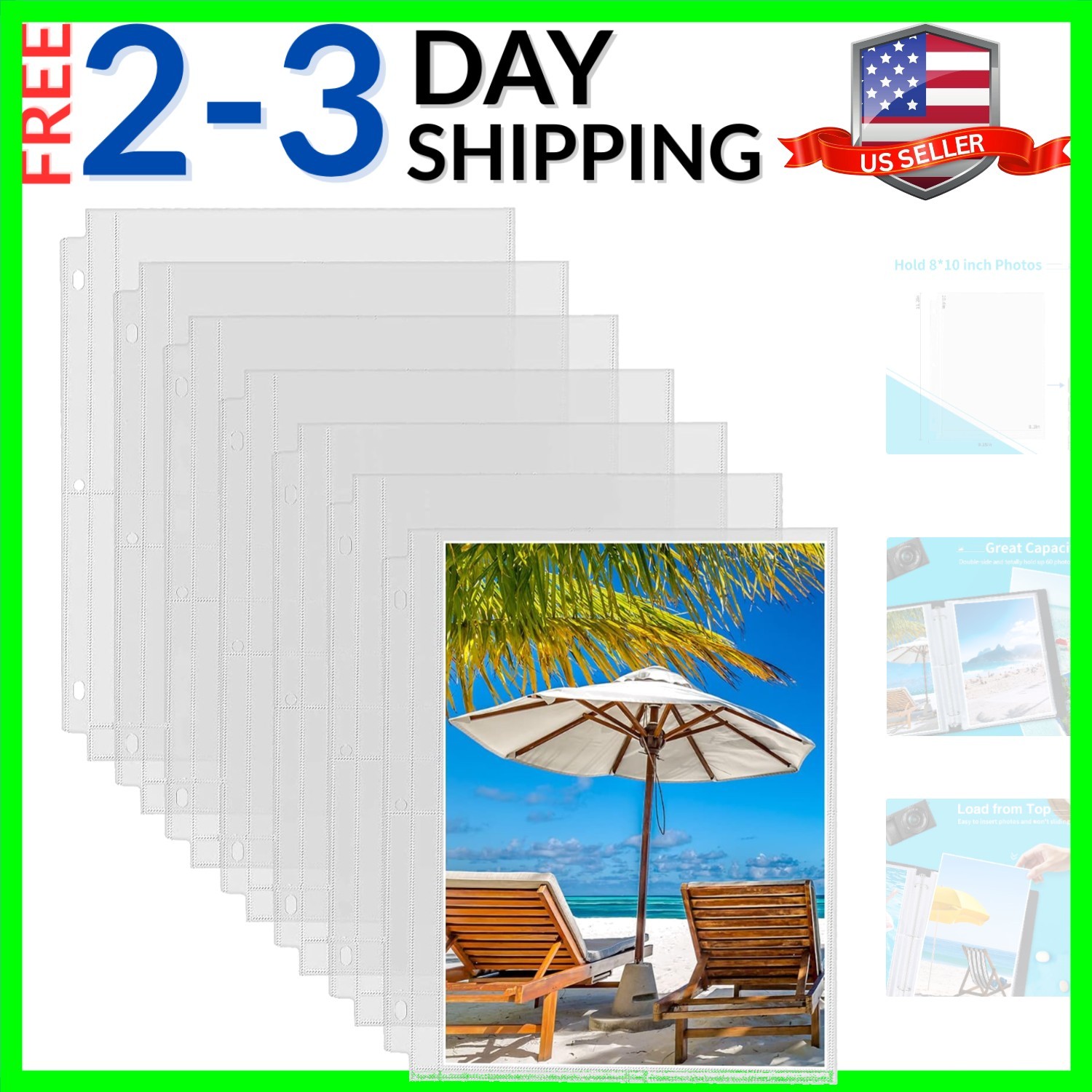 30 Pack Photo Sleeves for 3 Ring Binder – 8×10, for 60 Photos, Archival Page …