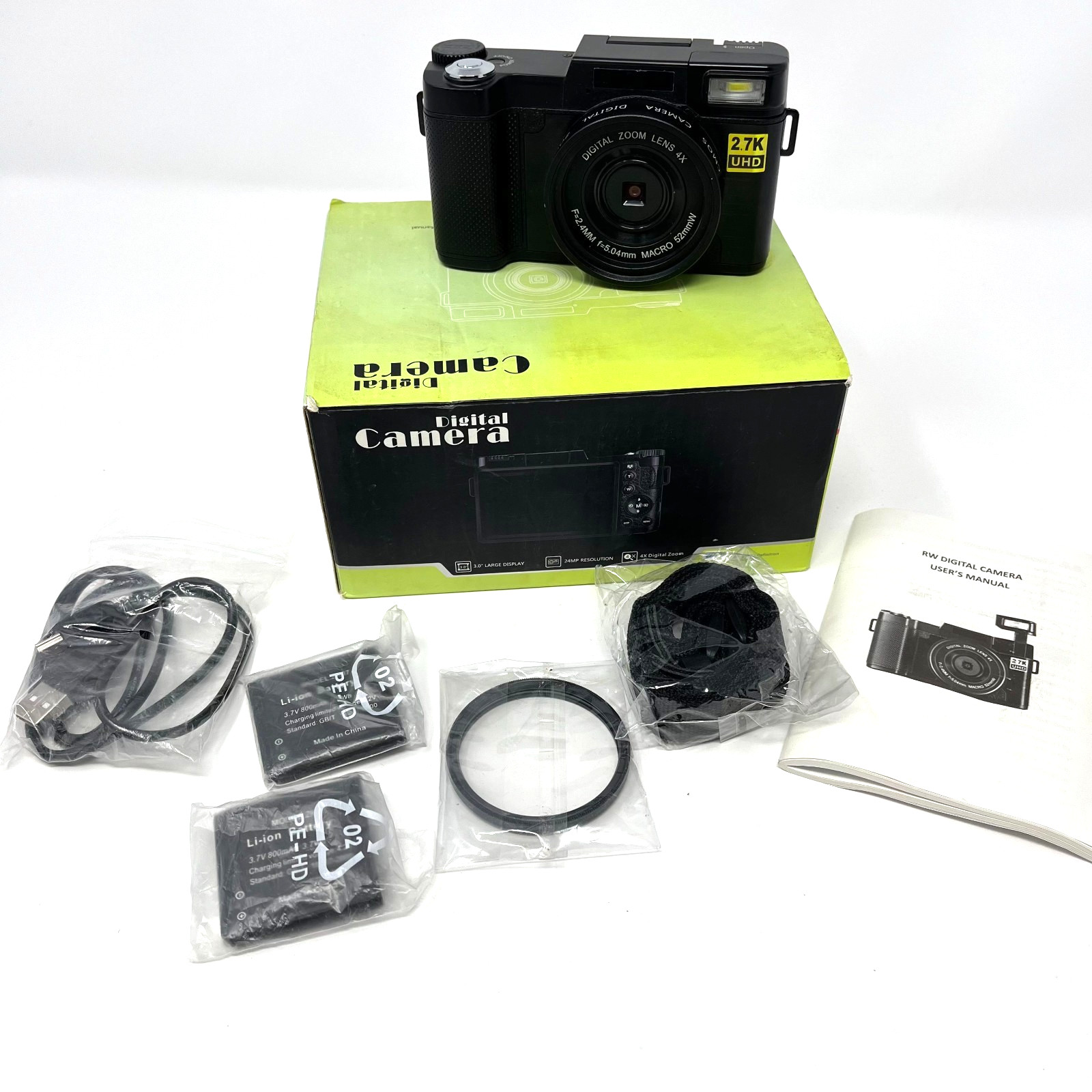 2.7K Digital Camera 24 MP Vlogging Cam Recorder Flash Handheld Photo Video Trave