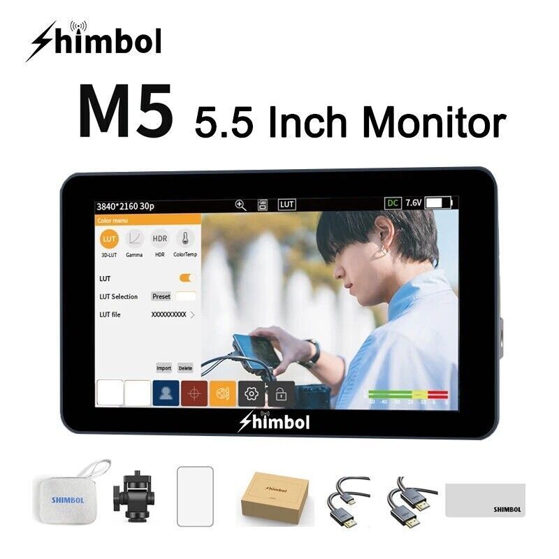 Shimbol M5 5.5″ 1200nit Ultra Bright 4K 30fps 3D-LUT HDMI Camera Field Monitor