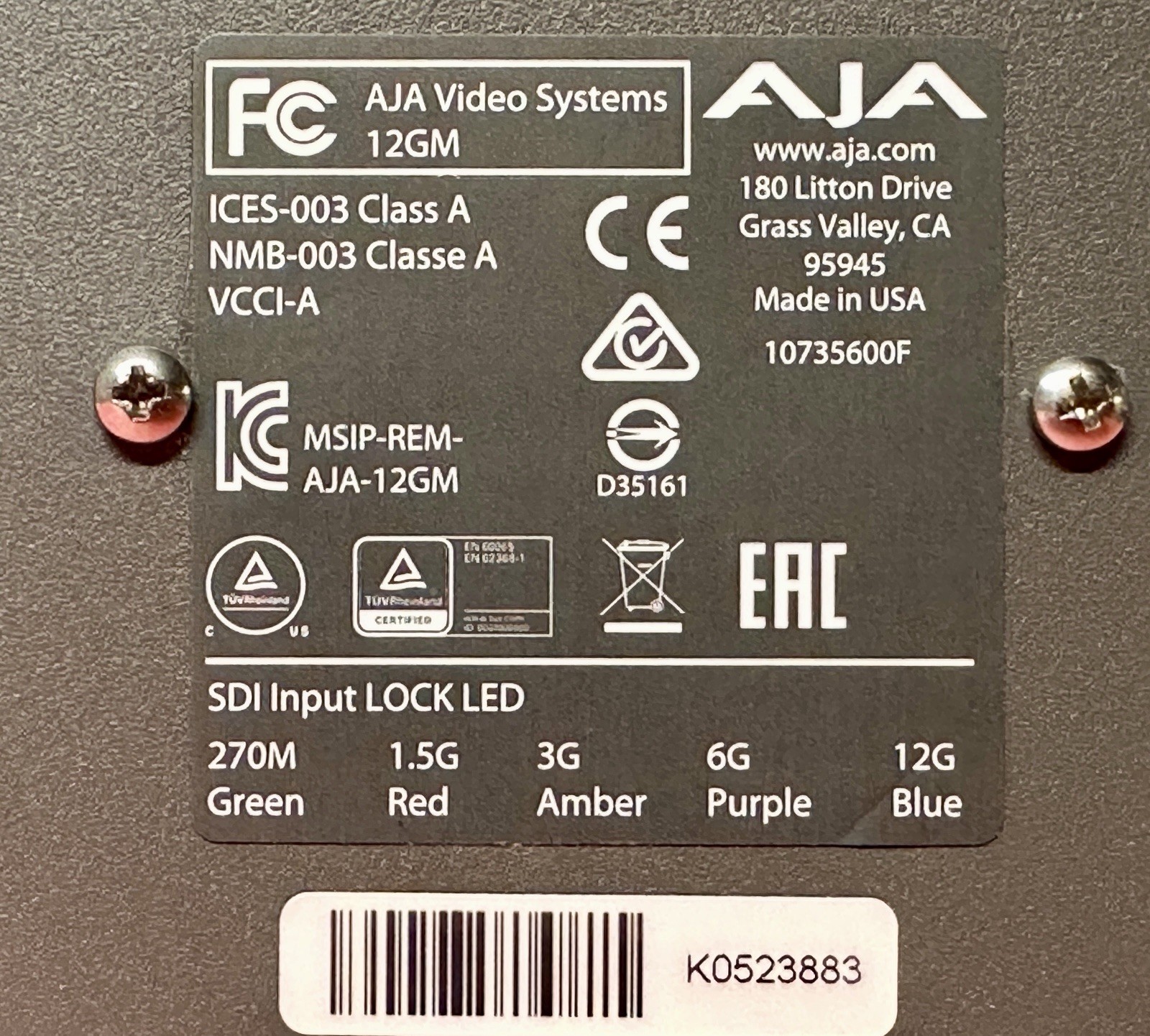 AJA 12GM 12G-SDI to/from Quad 3G-SDI Mux/Demux 4K/UltraHD Converter