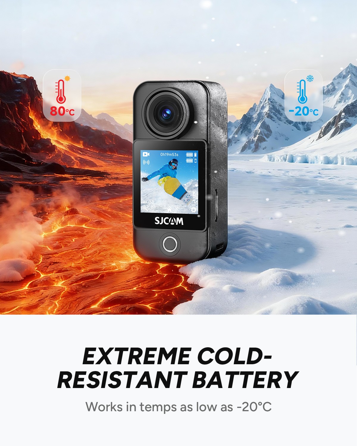 SJCAM C400 Handheld Action Camera 4K,7H Power, 6-Axis Stabilization 2.5 Screen