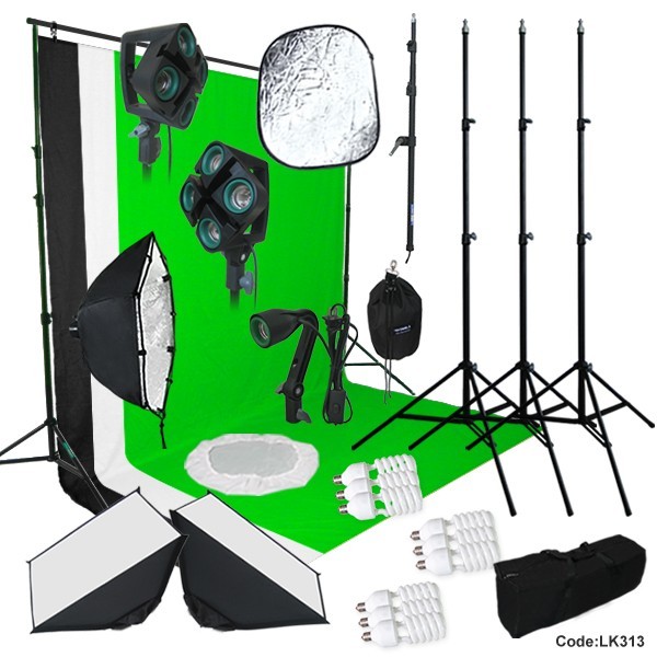 BW Backdrop Support Stand Photography Studio Video Softbox Lighting 3 Kit Linco