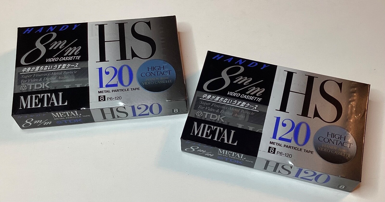 NEW LOT OF 2 TDK HANDY 8MM HS 120 METAL PARTICLE TAPES- P6-120HSF HIGH CONTACT