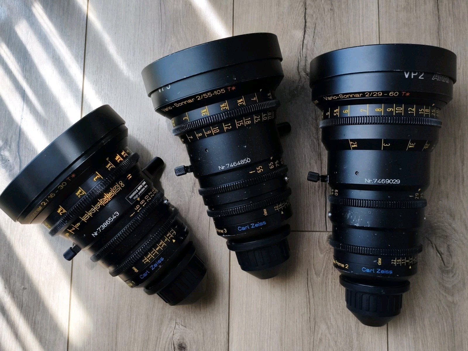 Zeiss ARRI Variable Prime Lens Set VP1 VP2 VP3 T2.2 PL Mount Arriflex 35mm