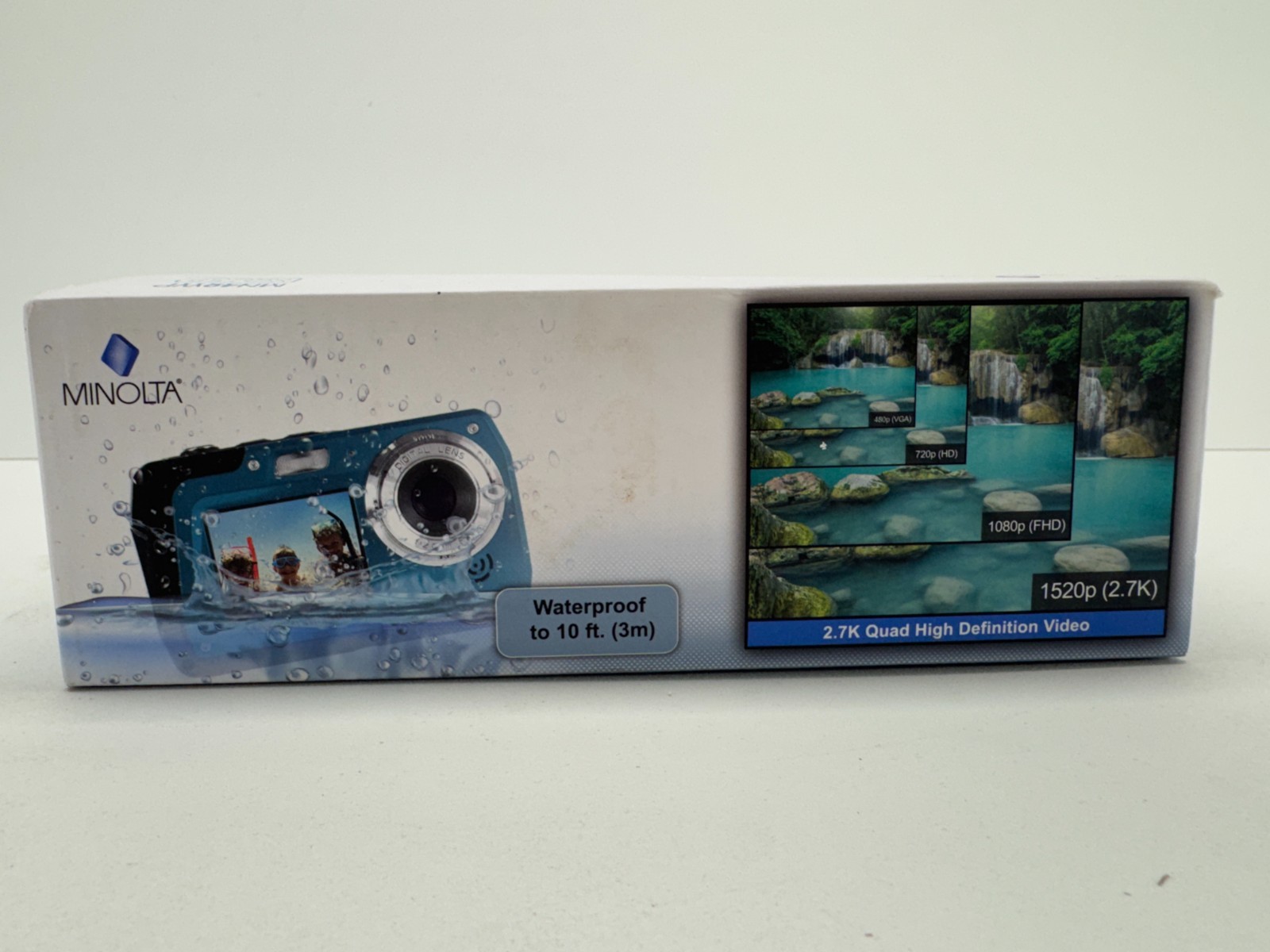 Minolta MN40WP Blue Waterproof Digital Camera 48MP 2.7K QHD Dual Screen Box