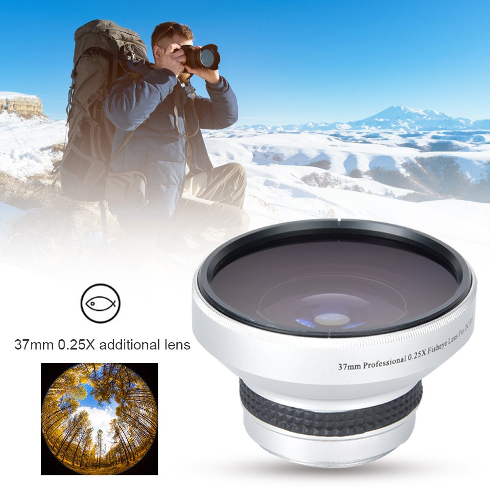 Silver Strong Applicability 37mm 0.25X Super Fisheye Additional Lens For 37mm