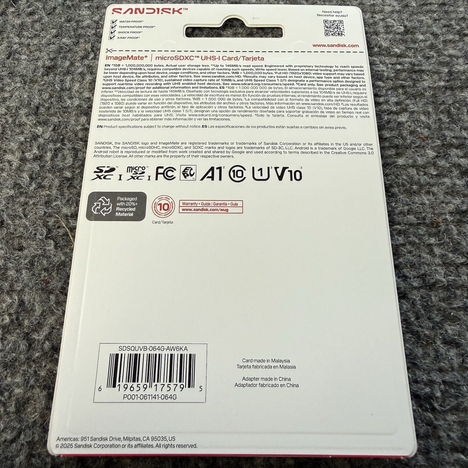 SanDisk ImageMate 64GB MicroSDXC UHS-I Memory Card with Adapter 145MB/s NEW