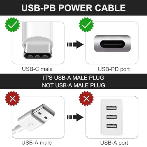 USB C to DC 5.5mm x 2.1mm Power Cable Cord, USB C Input to DC 12V Out Charging
