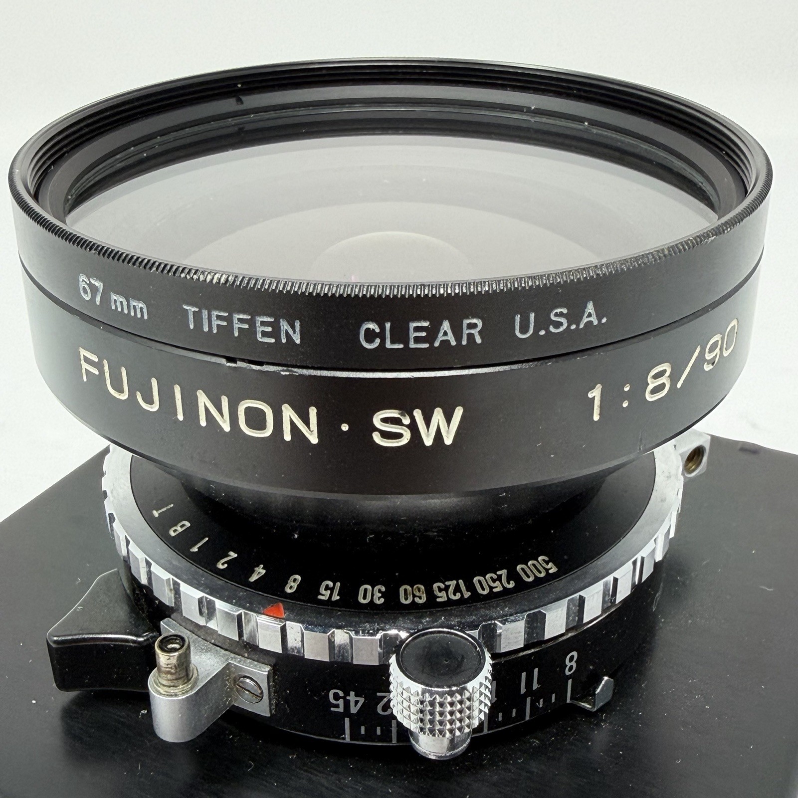 90mm f:8 Fujinon Super Wide Lens on 4×5 Graphic Board w/ Lens Caps