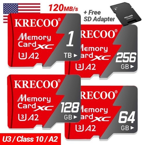 NEW Micro SD Flash Memory Card 256GB 1TB 325MBs Class10 High Speed & Adapter Lot