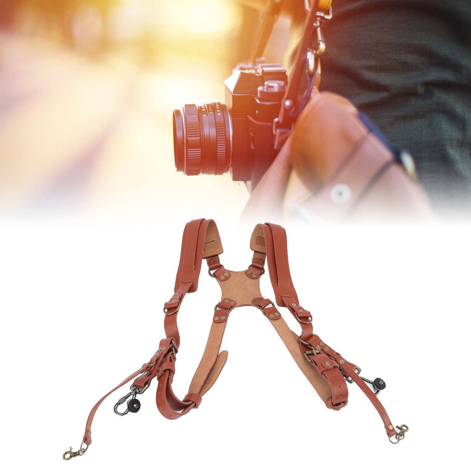 Jerliflyer Double Camera Harness, Quick Release Adjustable Leather Camera Har…