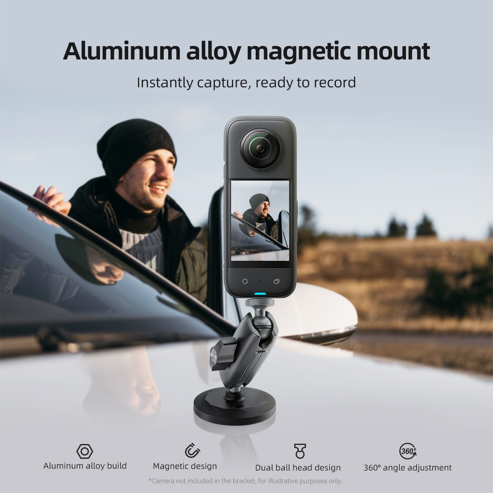 Magnetic Mount Base Aluminium Alloy Bracket Fits For Insta360 one X2/X3/RS