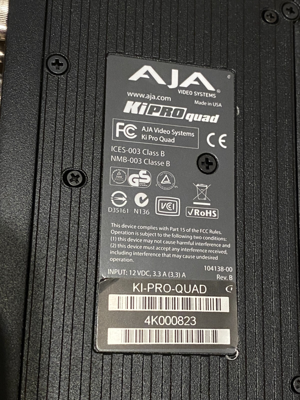 AJA Ki Pro Quad Pro 4K/QuadHD/2K/HD Solid State Video Recorder 4:4:4 RAW Capture
