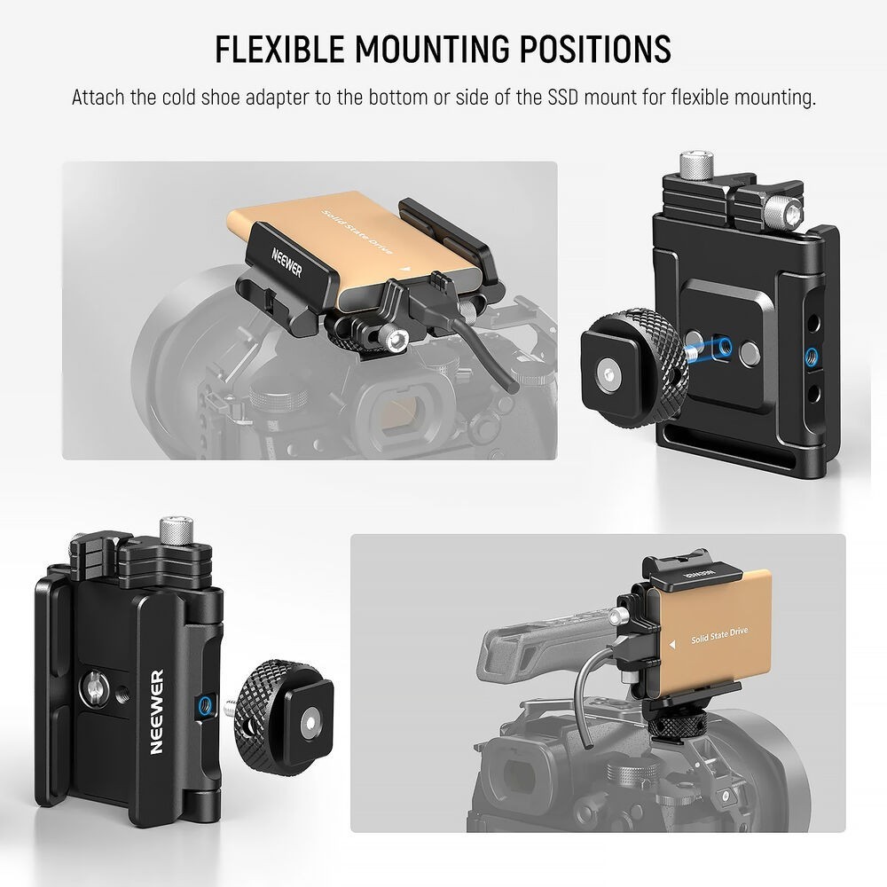 NEEWER UA035 SSD Mount – Cold Shoe/Cable Clamp for T5/T7/SanDisk – Open Box